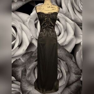 Masquerade Black Sleeveless Beaded Sheath Dress